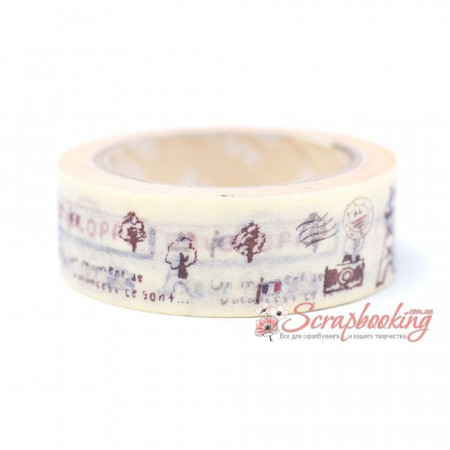 Паперовий скотч Masking Tape Angoo AMT13 Париж, 15мм*10м