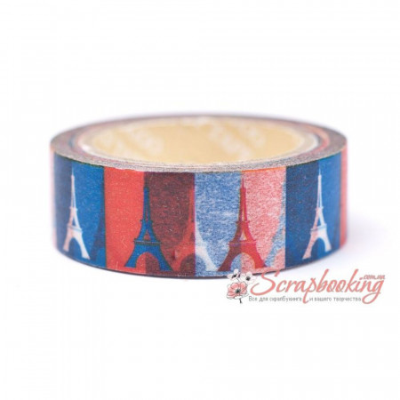 Бумажный скотч Masking Tape Angoo AMT25 Эйфелева Башня, 15мм*10м