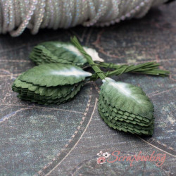 Листя троянди паперові 2*4см біло-зелені, 10шт