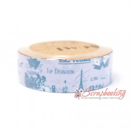 Паперовий скотч Washi Tape Somitape ST09 Подорож, 15мм*10м