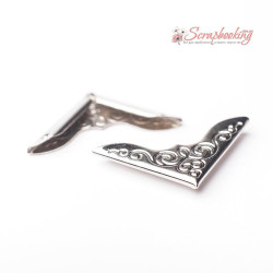 Кутник для альбому металевий 23*23*3мм срібло мк466, 1шт