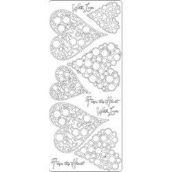 Наліпки контурні 10*23см "Сердечки" 4258, срібло