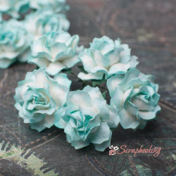 Букет троянд Cottage Roses 30мм аквамарин ніжні, 5шт