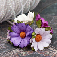 Букет хризантем біло-фіолетовий, 5шт