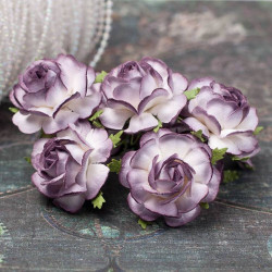 Букет троянд Tea Roses 40мм сливовий світлий, 5шт