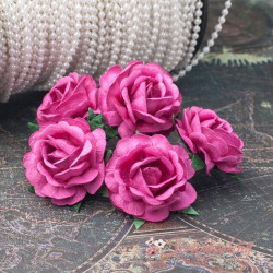 Букет троянд Tea Roses 40мм малиновий, 5шт