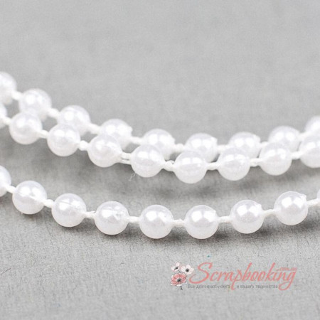 Нитка перлів білий, 3 мм, 1м 