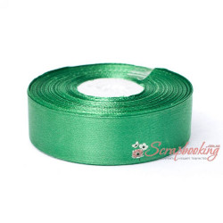Стрічка атласна монотон 8087 зелена, 2,5см, 33м