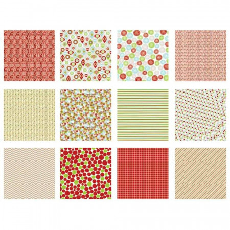 Набір паперу 15*15см Dovecraft Back to Basics Christmas Modern new, 12аркушів