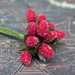 Гілочка декоративна sl609 із суницею червоний, 12шт