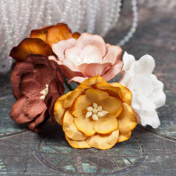 Букет магнолій 35мм біло-коричневий, 5шт