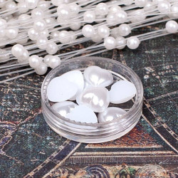 Половинки серця перламутрові 10мм білі, 10шт