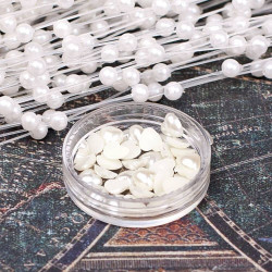 Половинки сердець перламутрові 6мм бежеві, 50шт