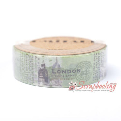 Паперовий скотч Washi Tape Somitape ST27 Лондон Париж, 15мм*10м