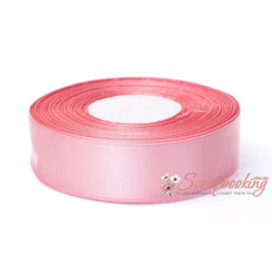 Стрічка атласна монотон 8035 кораловий, 2,5см, 33м