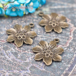 Підвіска металева квітка бронза 25*22мм, 1шт