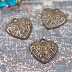 Підвіска металева серце бронза 17 * 15мм, 1шт