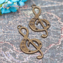 Підвіска металева скрипковий ключ бронза 36*17мм, 1шт