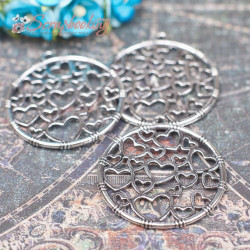 Підвіска металева медальйон серце срібло 35*32мм, 1шт