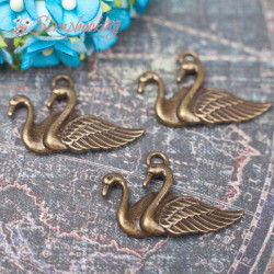 Підвіска металева лебідь бронза 30*20мм, 1шт