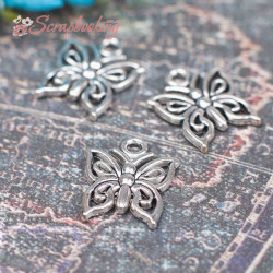 Підвіска металевий метелик срібло 15*12мм, 1шт