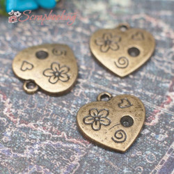 Підвіска металева серце бронза 18 * 17мм, 1шт