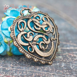 Підвіска металева серце бронза 40 * 36мм, 1шт