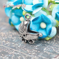 Підвіска металева коляска срібло 17*14мм, 1шт