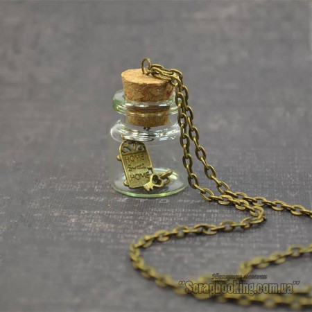 Скляна декоративна пляшка куляста, діам 20мм, ширина 11мм, висота 25мм