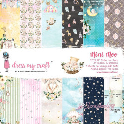 Набір паперу 30*30см Dress My Crafts Mini Moo 12аркушів