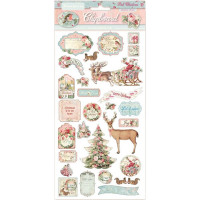 Чіпборд Stamperia Pink Christmas 06 Adhesive Chipboard 15*30см