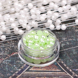 Напівбусини перламутрові 5мм зелені, 100шт