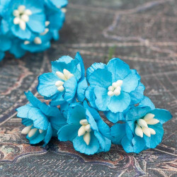 Букет квітів вишні бірюза, 5шт