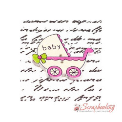 Гудзик дерев'яний дитячий візочок 34*32мм кремовий