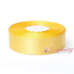Стрічка атласна монотон 8012 жовта, 2,5см, 33м
