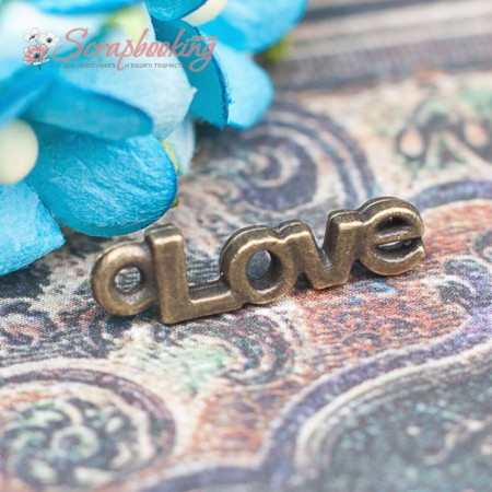 Підвіска металева LOVE бронза 15*4мм, 1шт