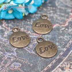 Підвіска металева LOVE бронза 15*12мм, 1шт