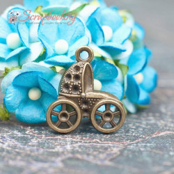 Підвіска металева коляска бронза 19*17*2,5мм, 1шт