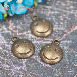 Підвіска металева смайлик бронза 10*13мм, 1шт