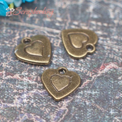 Підвіска металева серце бронза 10 * 11мм, 1шт