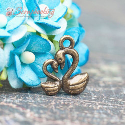 Підвіска металева лебідь бронза 15*12*2мм, 1шт