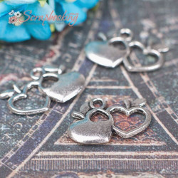 Підвіска металева серце срібло 19 * 12мм, 1шт