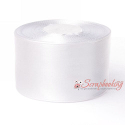 Стрічка атласна монотон 3001 білий, 5,0см, 33м