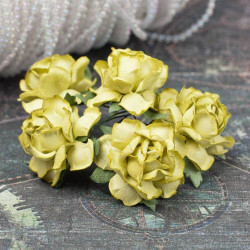 Букет троянд Cottage Roses 30мм лимонний, 5шт