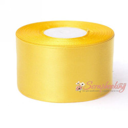 Стрічка атласна монотон 8012 жовта, 5,0см, 33м