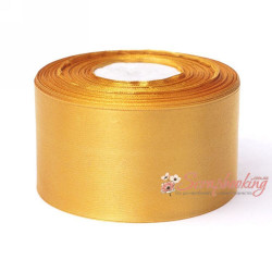 Стрічка атласна монотон 8017 золото, 5,0см, 33м