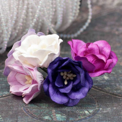 Букет магнолій 35мм біло-фіолетовий, 5шт