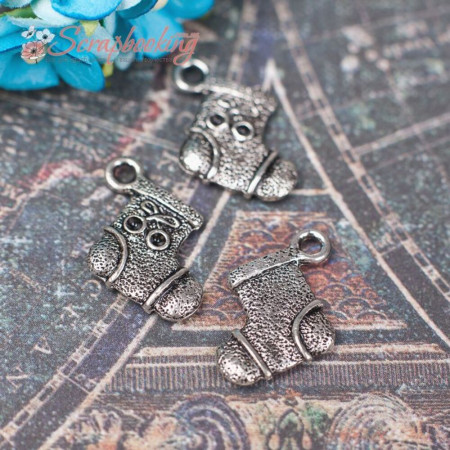 Підвіска металева новорічний чобіток срібло 13*16*2мм, 1шт