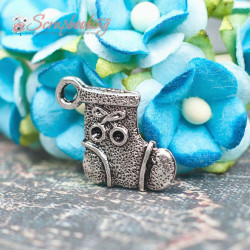 Підвіска металева новорічний чобіток срібло 13*16*2мм, 1шт