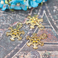 Підвіска металева сніжинка золото 18 * 13 * 2мм, 1шт